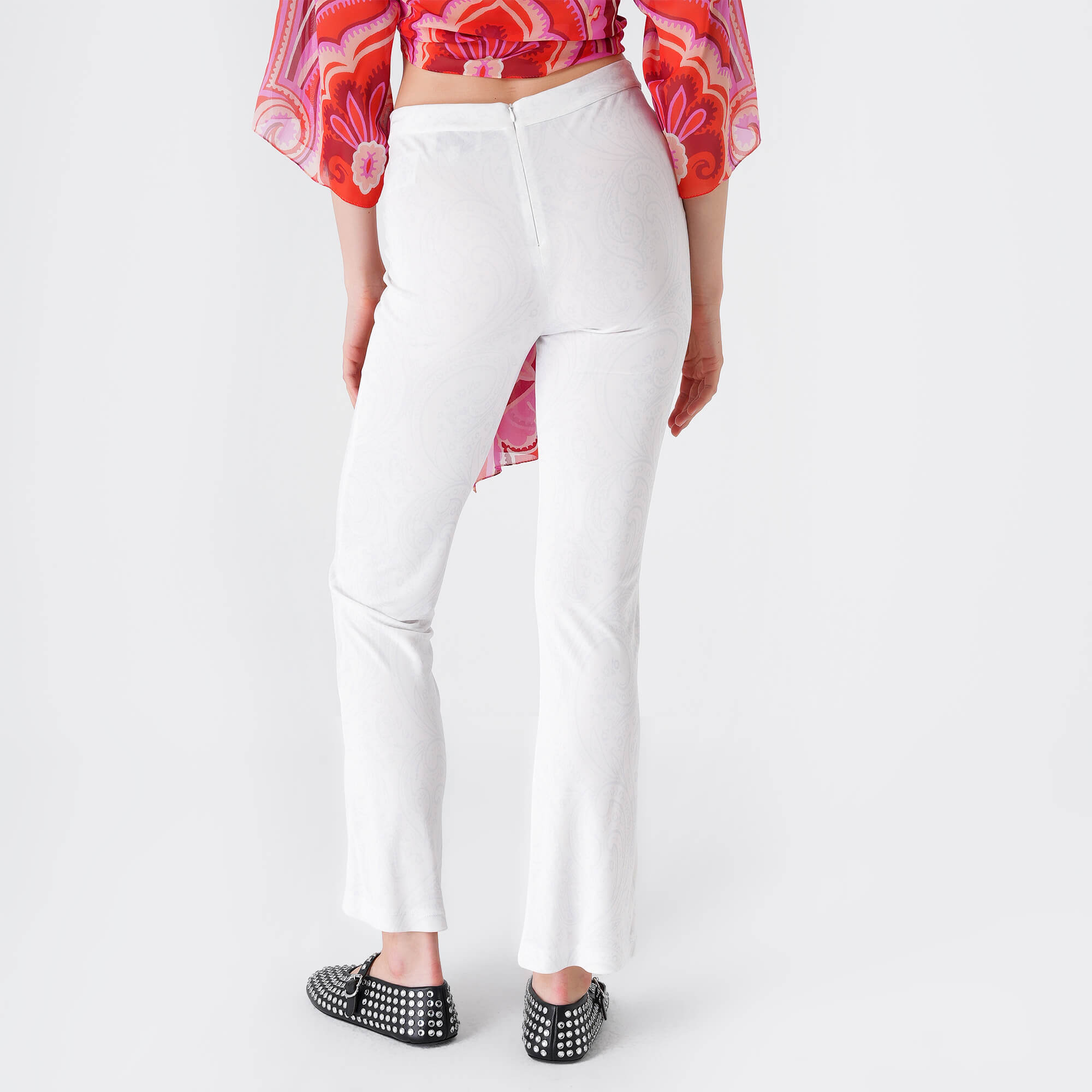 Etro - White&Grey Paisley Viscose Pants